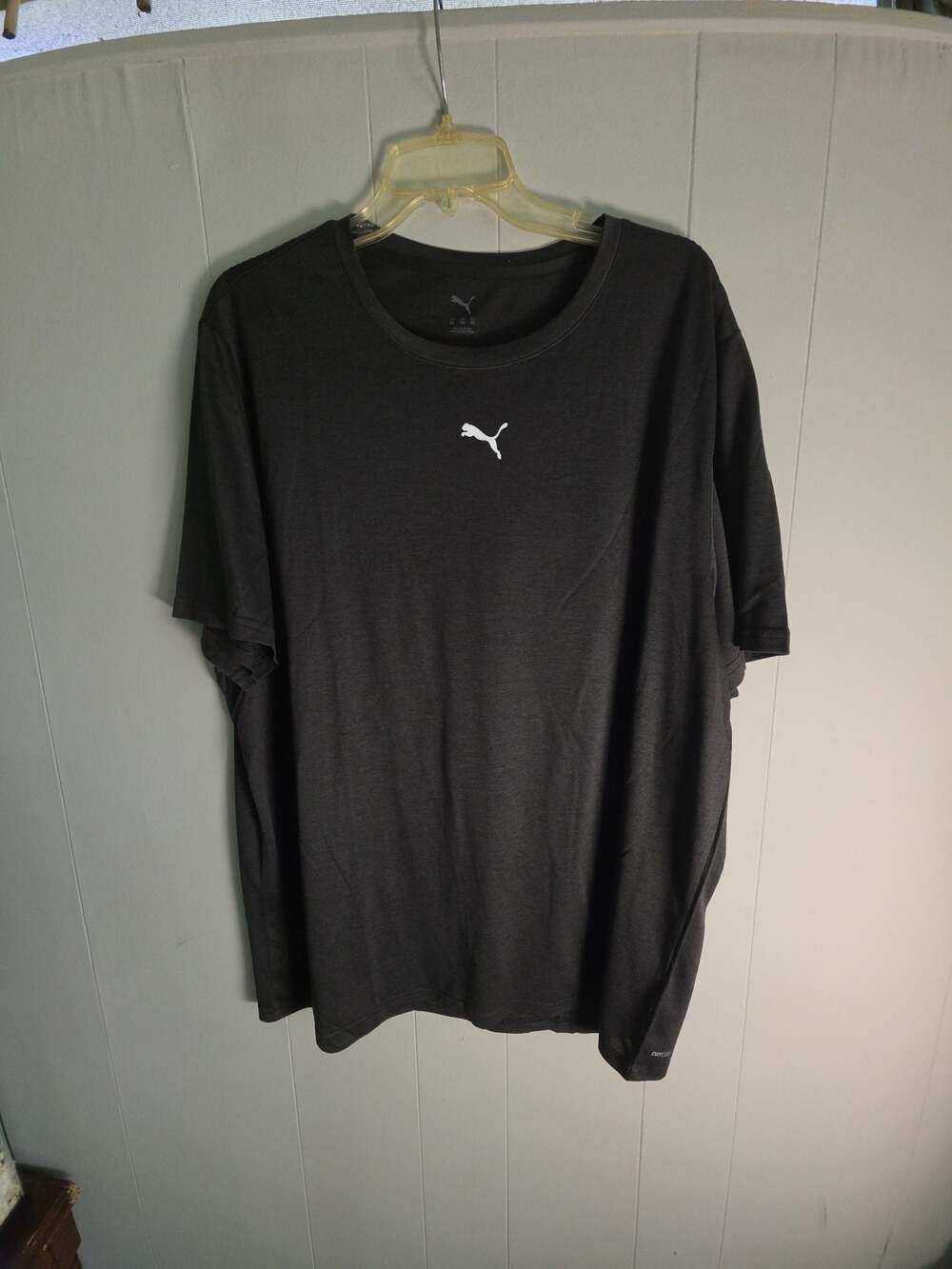 Puma Men's Black Heather Short Sleeve Logo Running T-Shirt XXL